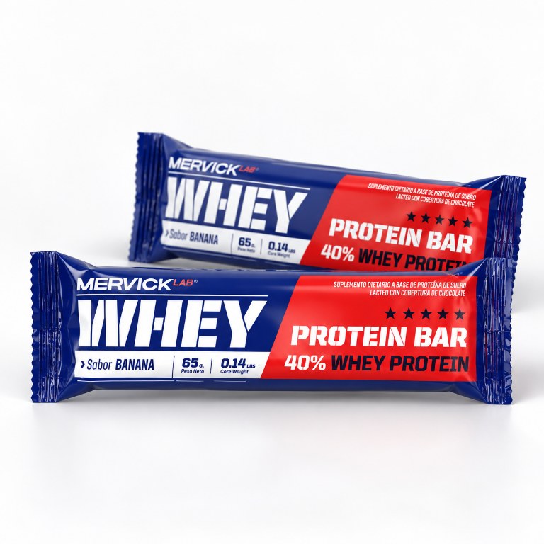 mervick WHEY PROTEIN BAR SABOR BANANA 65 GRS 40% WHEY PROTEIN x 12 — vista 2