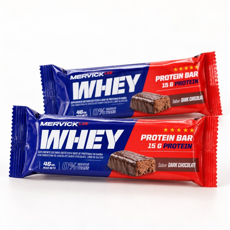 mervick WHEY PROTEIN BAR SABOR DARK CHOCOLATE 46 GRS 35% PROTEIN — vista 2
